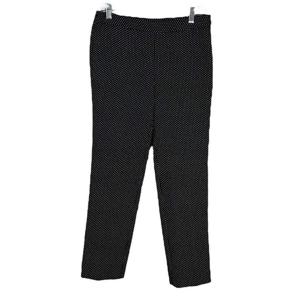 Talbots Pants Women's 4 Petite Black White Polka Dot Tapered Workwear Career